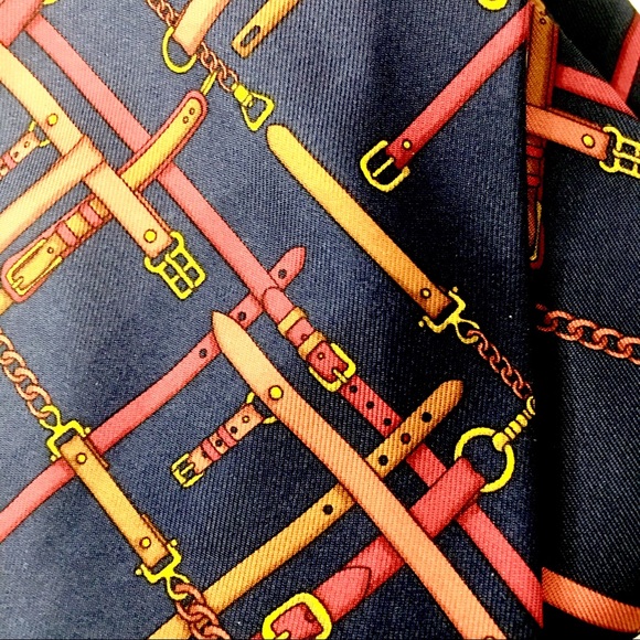 Gucci Blue Graphic Silk Equestrian Bit Neck Tie - Picture 2 of 6